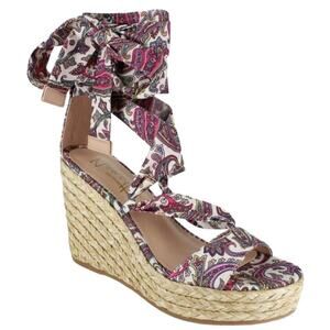 Nanette Lepore Salome‎ Paisley Espadrille Sandal Womens 7.5 Boho Cottage Resort